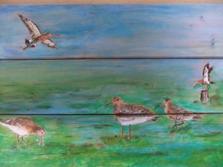Grutto's 2016 , acryl op planken,Verkocht